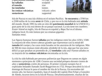 La Isla de Pascua Lectura y cultura: Easter Island Spanish Reading