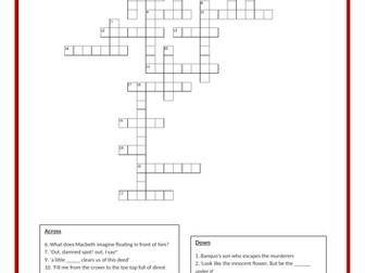 Challenging Macbeth Crossword - Quotes, themes, motifs