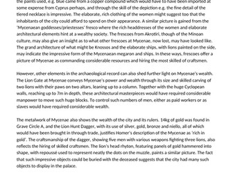 GCSE Classical Civilisation Homeric World: Mycenaean frescoes 15-mark model answer
