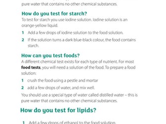 Food Tests - Full Lesson