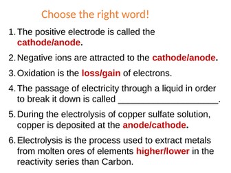 Electrolysis of copper sulfate solution plenary