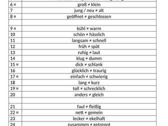 GCSE German: Antonyms and Synonyms