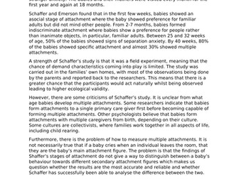 AQA A level Psychology - Attachment - 7 Exemplar 12 markers