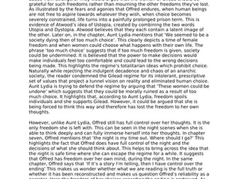 A level English Literature - Freedom in 'The Handmaid's Tale'