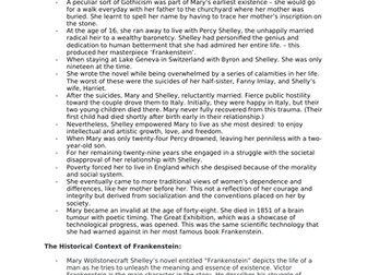 A level English Literature - Frankenstein  Context