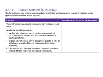 AQA A level Organic Synthesis and Analysis