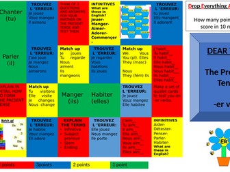 Present tense -er verbs retrieval practice grid