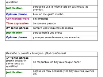 Spanish IGCSE Complex sentences for writing. Perfect for revision