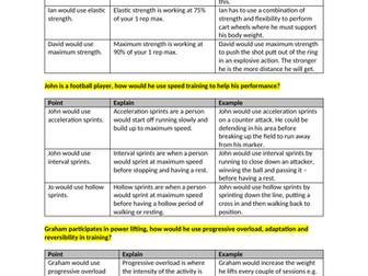 BTEC Sport Level 2 Unit 1 - 8 and 9 Mark Questions Version 2