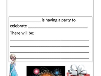 Party invitation Celebrations topic EYFS
