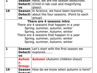 Reception/Year 1 Assembly on the 4 seasons
