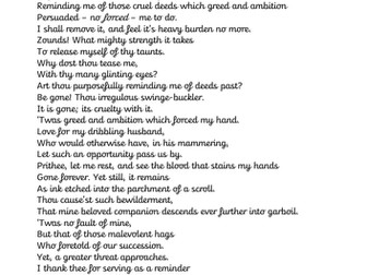 Example Monologue/Soliloquy from Lady Macbeth (teacher written) DIFFERENTIATED