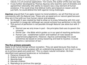 Natural Moral Law - Teacher Notes