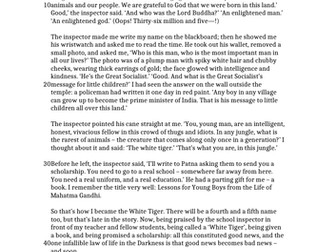 4 Lessons AQA English Language Paper 1 Section A Reading - The White Tiger - Aravind Adiga