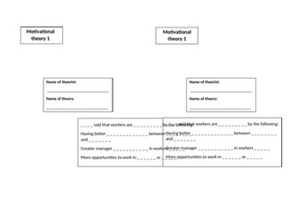 Motivation Theories worksheets (Maslow, Mayo, Herzberg)