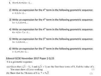 Geometric Sequences Algebraic Problems