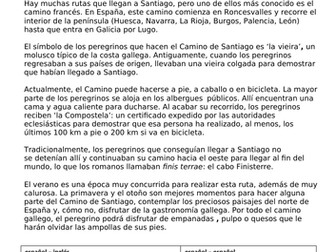 AS / GCSE Spanish reading on El Camino de Santiago