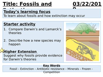 GCSE Biology - Fossils, Extinction and Antibiotic Resistance Lesson. AQA