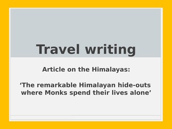 Travel writing / English language GCSE - responding to an article