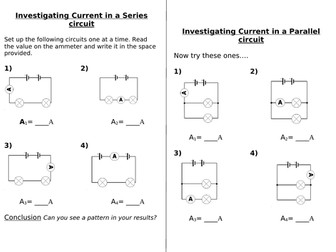 Investigating Current in series and parallel worksheet