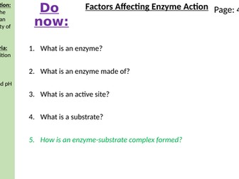 Factors affecting enzyme action AQA B3.5