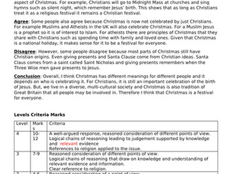 Model Answer: Christmas is no longer a Christian festival