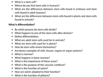 OCR A - Stem Cells and Differentiation