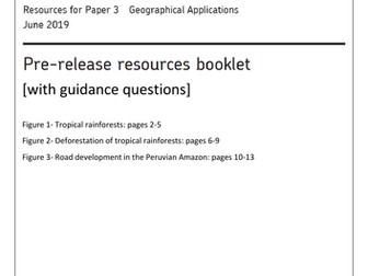 AQA GCSE Geography Paper 3 booklet with guidance questions