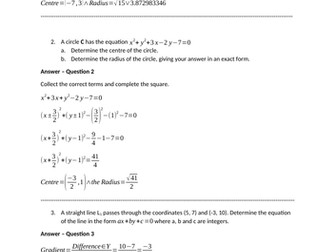 Coordinate Geometry - Circles and Straight Lines