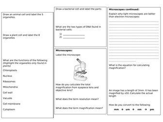 Revision placemats - Edexcel (9-1) combined science