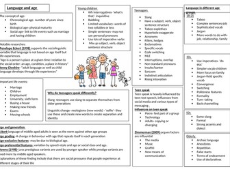Gender, Occupation, Age revision sheets - English Language A Level