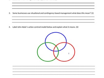 Unit 6 Principles of Management Learning Aims A-F Assessments