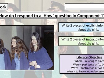 WJEC English Language Component 1 - 'List' Question and 'How' Question - The Girls by Emma Cline