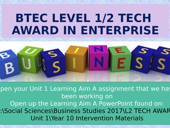 Level 2 Tech Award in Enterprise Component 1 Writing Frames