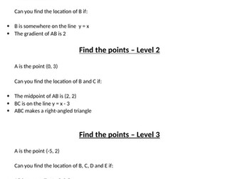 Gradients/straight line graphs challenge