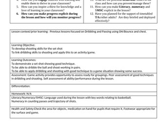 Individual lesson plan Bundle Year 7 Basketball