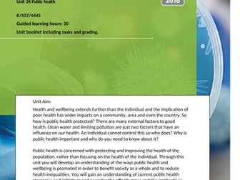 OCR Technical Health and Social care Unit 24 Public Health task booklet