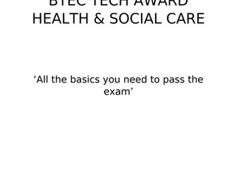 BTEC Tech Award Health and Social Care 'Crammer' Revision Resource Component 3