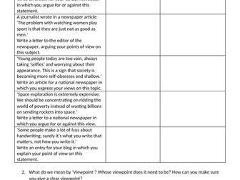 AQA GCSE English Language Paper 2 Section B- Planning Responses and Varying Sentences