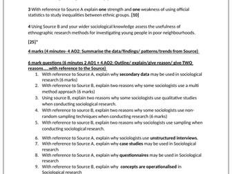 OCR Sociology #SOCRM Full Question Bank Research Methods