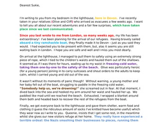 Letters From The Lighthouse - Ephraim's letter to Sukie