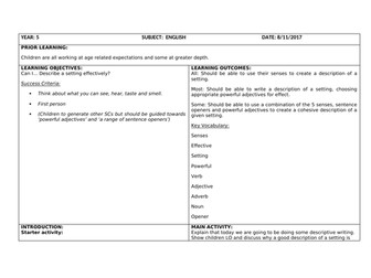 5 Senses Lesson Plan KS2