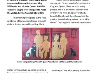 Example Newspaper article based on Jemmy Button book