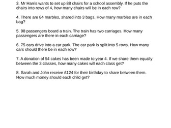 Bus Stop Division Word Problems- Differentiated