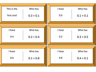 I Have, Who Has 2 Mini Games - Adding and Subtracting Tenths (Decimals)