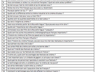 Le Septième Art- Possible Questions and Model Answers- A Level French