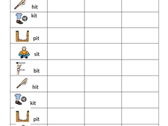 CVC spellings worksheets- 5 weeks, ASD, PECs