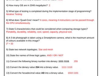 Computer Science (GCSE 9-1) - 20 Question Quiz