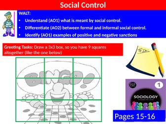 Sociology #SOCCUID Culture, Socialisation and Identity Lesson 9 Social Control