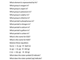 AQA Chemistry Key Recall Questions